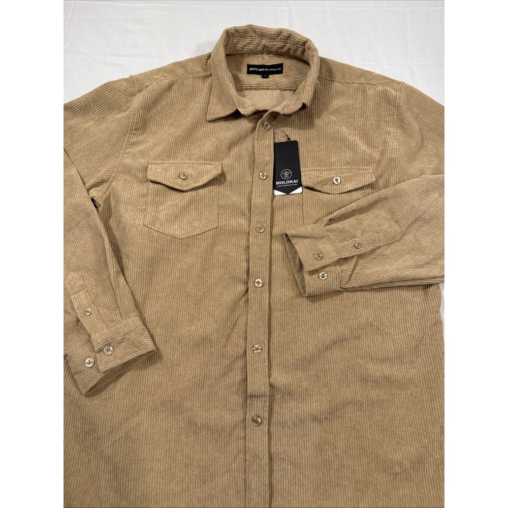 SHIRT SHACKET Molokai Surf Co Mens XL Long Sleeve Corduroy TAN NWT
